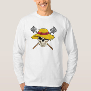 Skull with Hat as Farmer with Rake T-Shirt