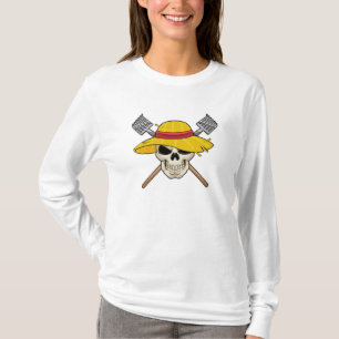 Skull with Hat as Farmer with Rake T-Shirt