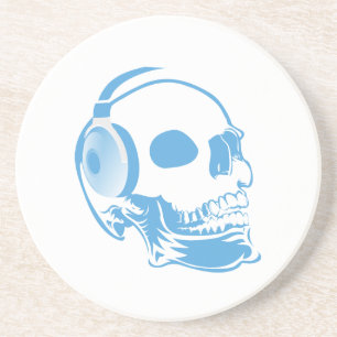 Skull with headphones coaster