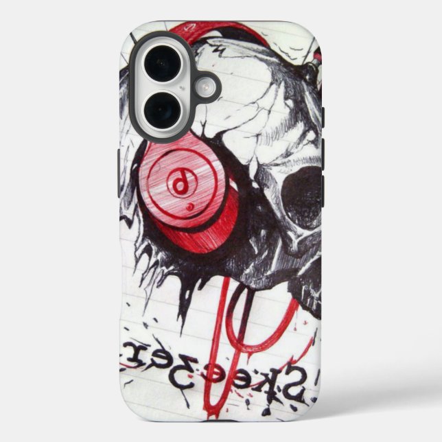 Skull with Headphones Design Case-Mate iPhone Case (Back)