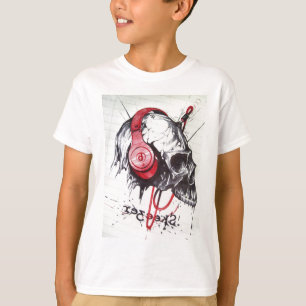 Skull with Headphones Design T-Shirt