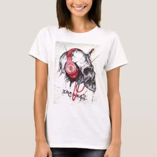 Skull with Headphones Design T-Shirt