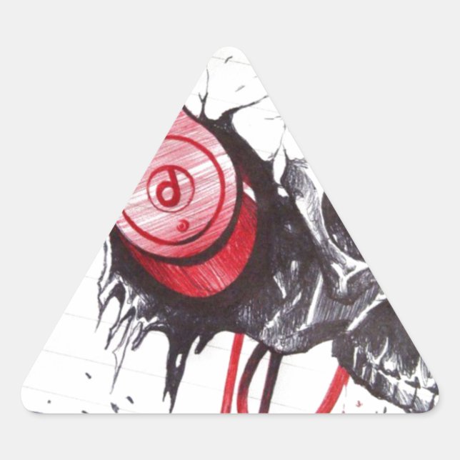 Skull with Headphones Design Triangle Sticker (Front)