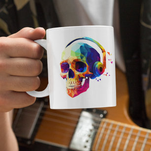 Skull With Headphones - DJ Skull Abstract Coffee Mug