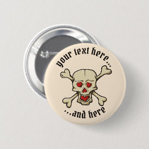 Skull with Hearts 6 Cm Round Badge