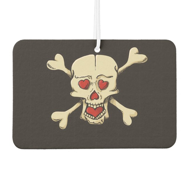 Skull with Hearts Car Air Freshener (Front)
