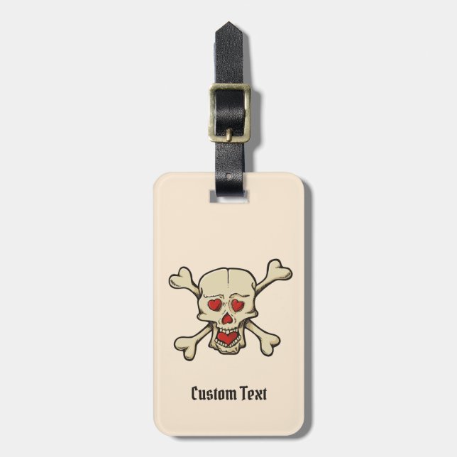 Skull with Hearts Luggage Tag (Front Vertical)
