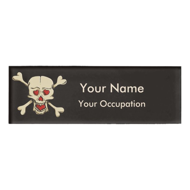 Skull with Hearts Name Tag (Front)