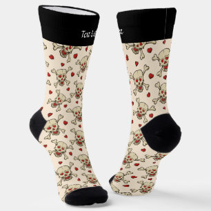 Skull with Hearts Pattern Socks