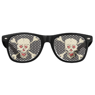 Skull with Hearts Retro Sunglasses