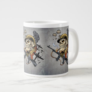 Skull with Helmet, Aeroplanes and Bombs Large Coffee Mug