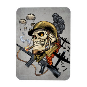 Skull with Helmet, Aeroplanes and Bombs Magnet
