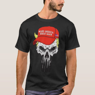 Skull with iconic Trump Hair president T-Shirt