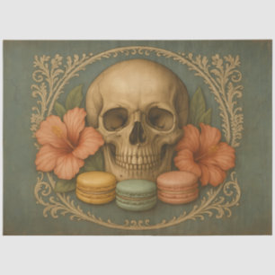 Skull with Macarons    Vintage Skull Decoupage Tissue Paper