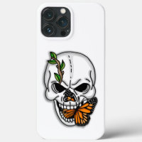 Skull with Monarch Butterfly