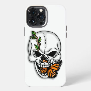 Skull with Monarch Butterfly iPhone 13 Pro Max Case