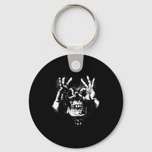 Skull With Ok Pattern Graphic  Key Ring