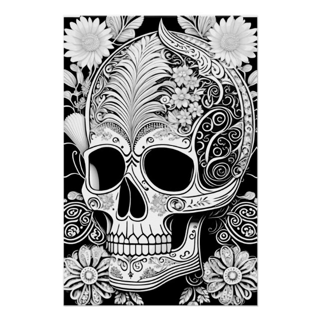 Skull with ornaments poster (Front)