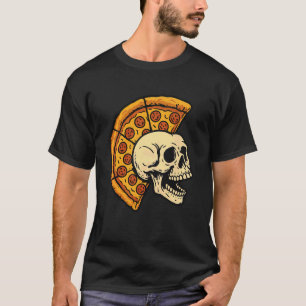 Skull with Pizza Mohawk Funny Punk Rock Food T-Shirt