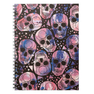 Skull with polygonal ornament. Halloween. Seamless Notebook