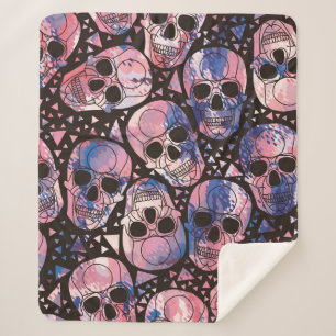Skull with polygonal ornament. Halloween. Seamless Sherpa Blanket