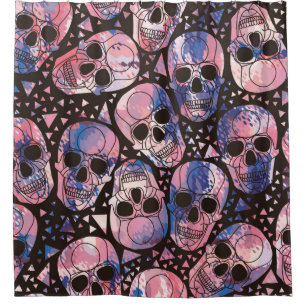 Skull with polygonal ornament. Halloween. Seamless Shower Curtain