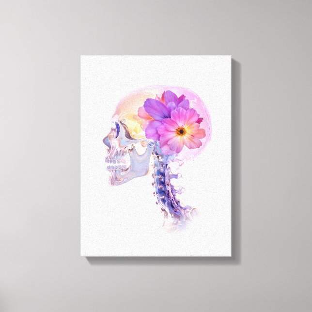 Skull With Purple Flower Canvas Print (Front)