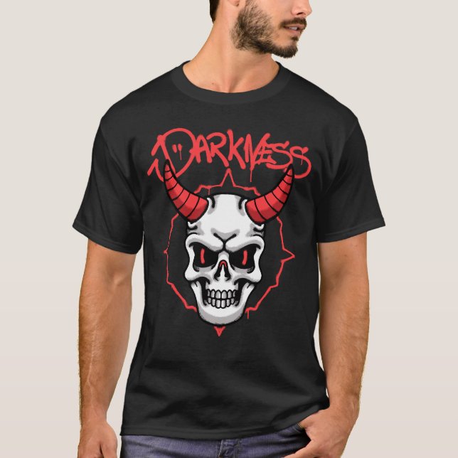 Skull with Red Horns streetwear T-Shirt (Front)