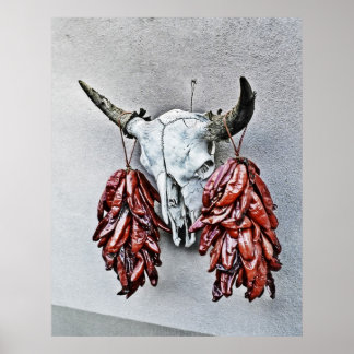 Skull with Ristras Poster
