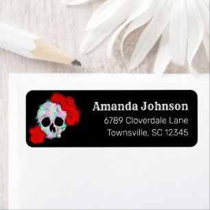 Skull with Roses Black Return Address