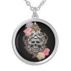 Skull With Roses Necklace