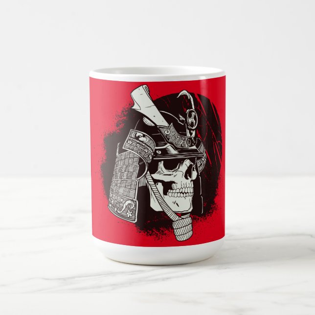 Skull With Samurai Helmet Coffee Mug (Center)