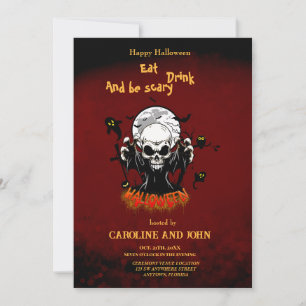 Skull with sharp, menacing teeth invitation