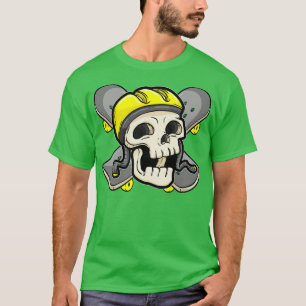 Skull with Skateboard and Skater Helmet T-Shirt