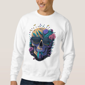 Skull with Sunglasses and Flowers Sweatshirt