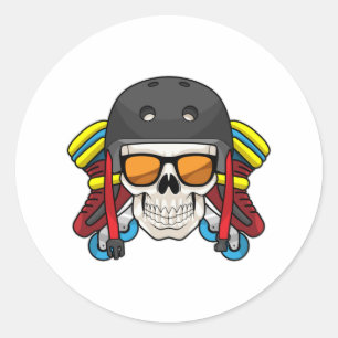 Skull with Sunglasses & Inline skates Classic Round Sticker