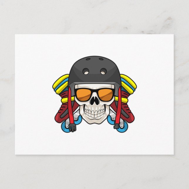 Skull with Sunglasses & Inline skates Postcard (Front)