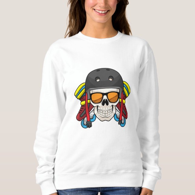 Skull with Sunglasses & Inline skates Sweatshirt (Front)