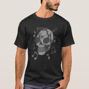 Skull With Sunglasses Shaped Like A Note   T-Shirt