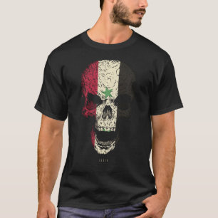 Skull With Syria Flag Skeleton Syrian Roots T-Shirt