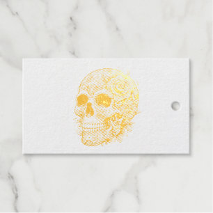 Skull with Tattoos and flowers Gift Tags