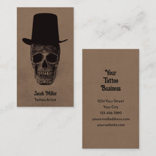 Skull With Top Hat Dark Gothic Vintage Grunge Business Card