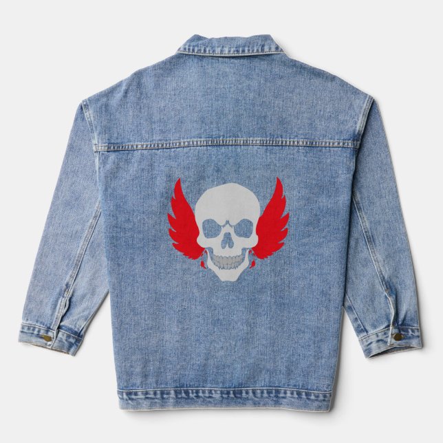 Skull with wing denim jacket (Back)