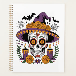 Skull with Witch Hat Halloween Vector Planner