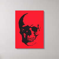 Skull Wrapped Canvas - Black & Red Fantasy Art