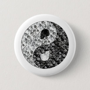 Skull Yin Yang 6 Cm Round Badge