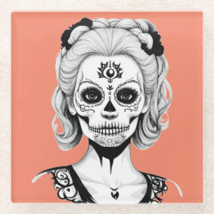 SKULLHEAD WOMAN GLASS COASTER