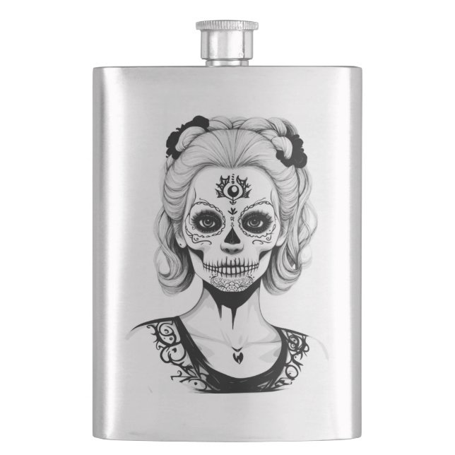 SKULLHEAD WOMAN  HIP FLASK (Front)