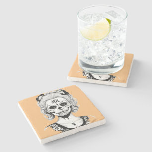SKULLHEAD WOMAN STONE COASTER