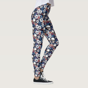 Skulls Among the Flowers Leggings